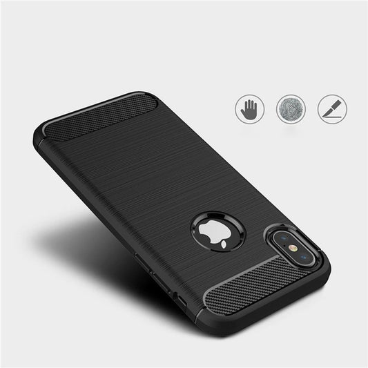 Hülle für Apple iPhone XS / X, Techsuit, Carbon, Schwarz