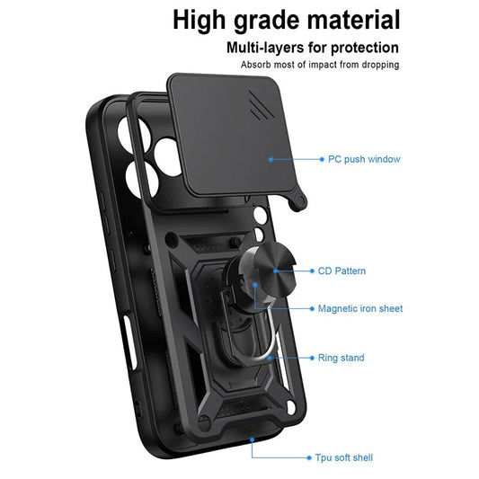 Hülle für Honor 600 Lite, OEM, CamShield, Schwarz