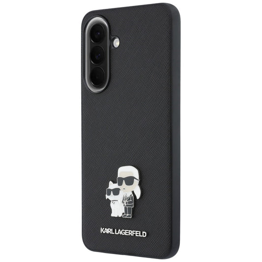 Hülle für Samsung Galaxy A37 5G, Karl Lagerfeld, Saffiano Karl & Choupette Metal, Schwarz
