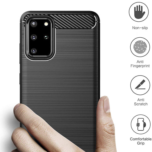 Hülle für Samsung Galaxy S20+ 5G G986 / S20+ G985, Techsuit, Carbon, Schwarz