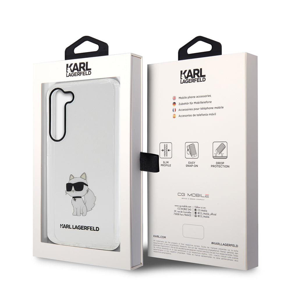 Hülle für Samsung Galaxy S23+ S916, Karl Lagerfeld, Ikonik Choupette, Transparent
