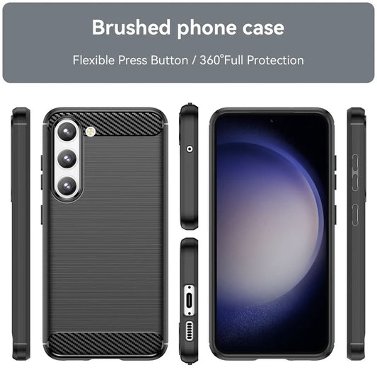 Hülle für Samsung Galaxy S23 S911, Techsuit, Carbon, Schwarz