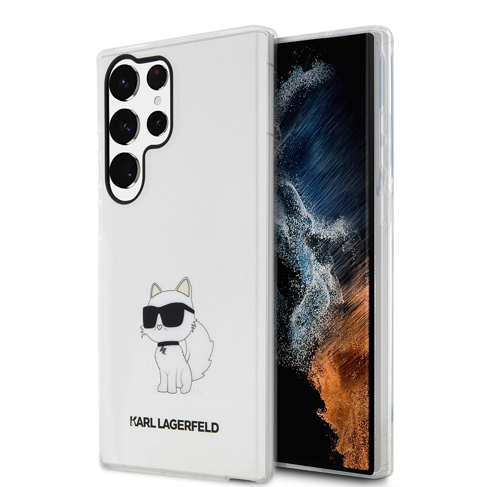 Hülle für Samsung Galaxy S23 Ultra S918, Karl Lagerfeld, Ikonik Choupette, Transparent