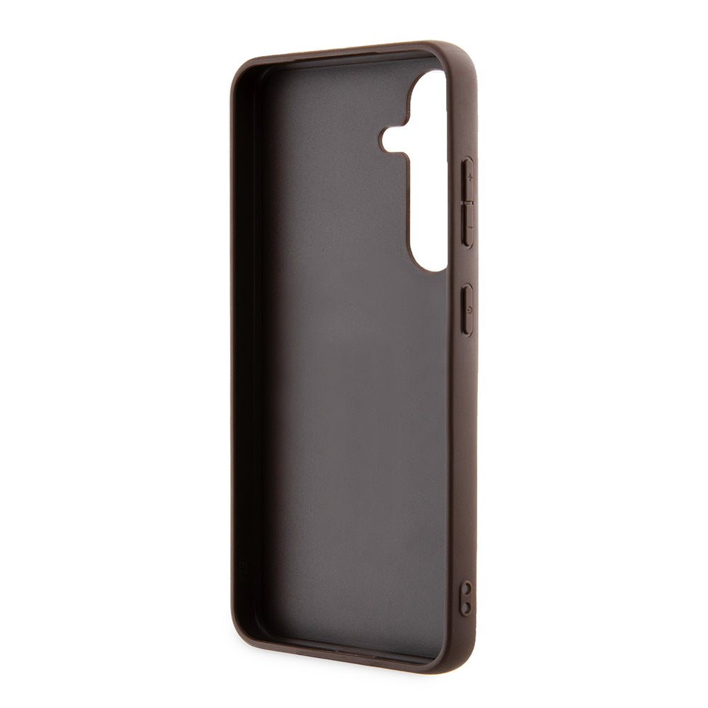 Hülle für Samsung Galaxy S24+ S926, Guess, 4G Metal Gold Logo, Braun