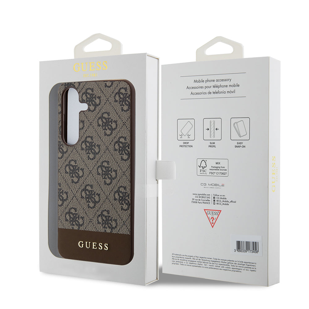 Hülle für Samsung Galaxy S24+ S926, Guess, 4G Stripe, Braun