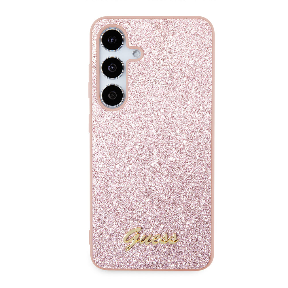 Hülle für Samsung Galaxy S24+ S926, Guess, Glitter Script, Rosa