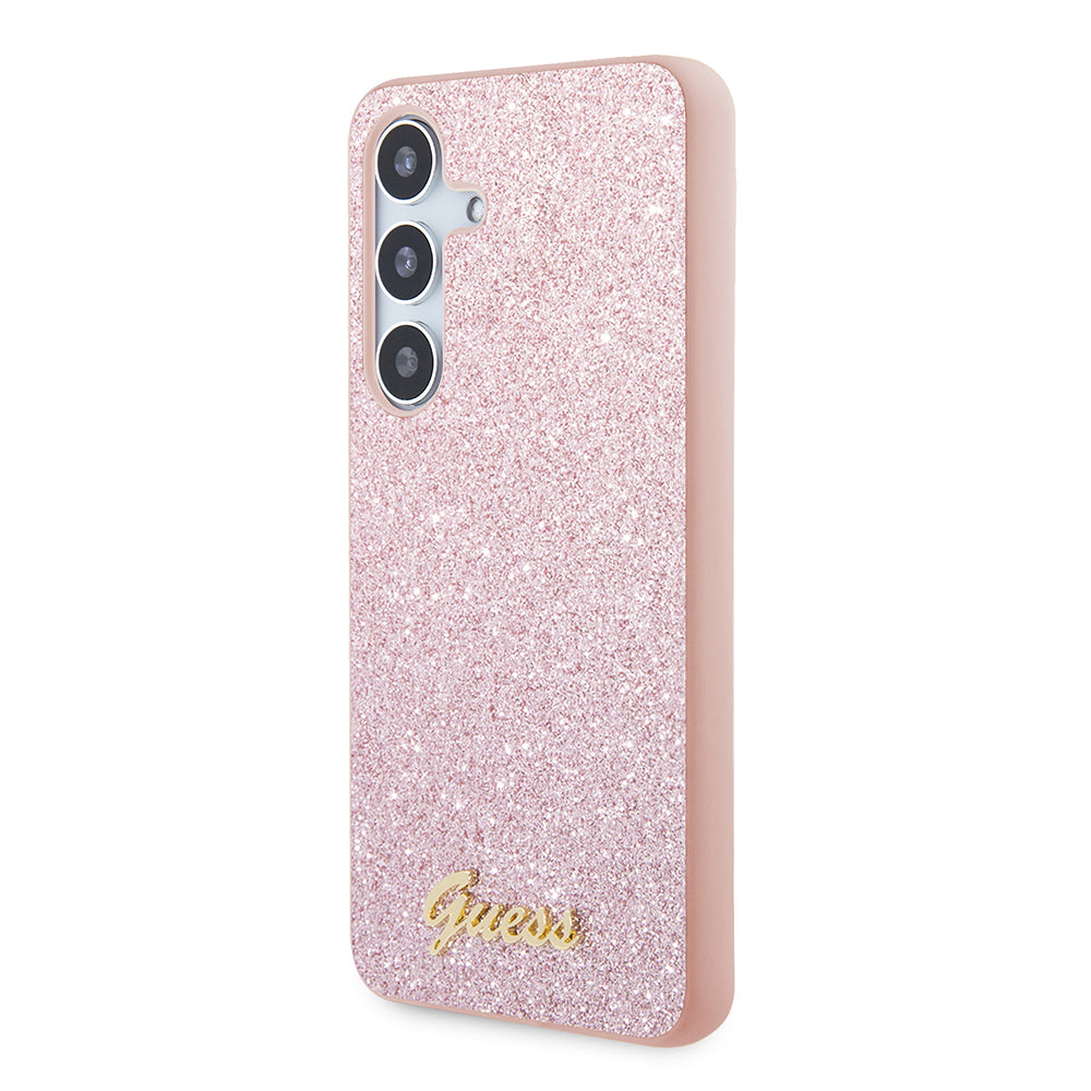 Hülle für Samsung Galaxy S24+ S926, Guess, Glitter Script, Rosa