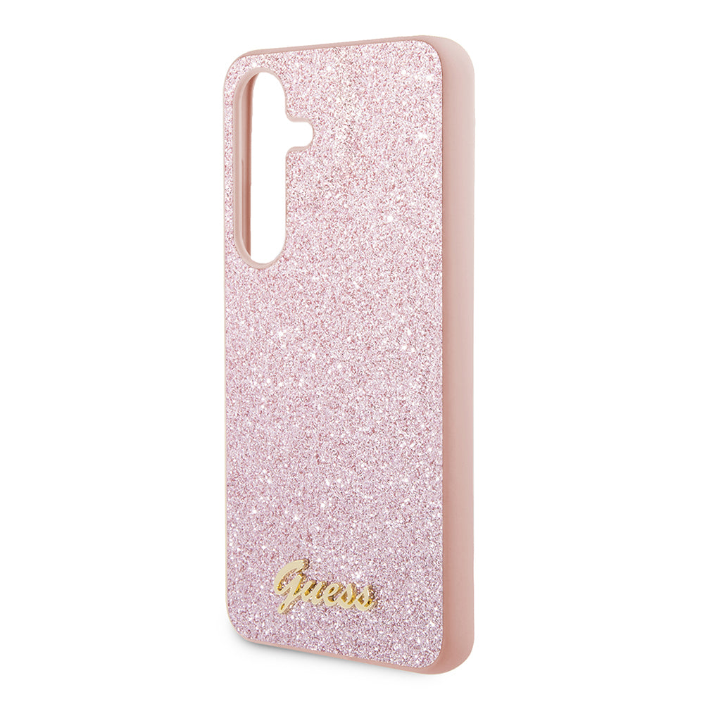 Hülle für Samsung Galaxy S24+ S926, Guess, Glitter Script, Rosa