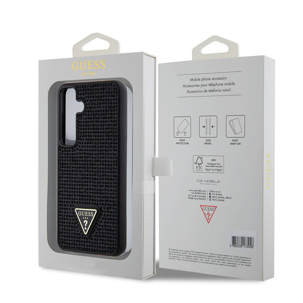 Hülle für Samsung Galaxy S24+ S926, Guess, Rhinestone Triangle Logo, Schwarz