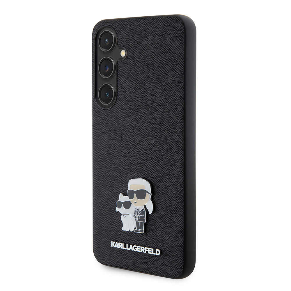 Hülle für Samsung Galaxy S24+ S926, Karl Lagerfeld, Saffiano Karl & Choupette Metal, Schwarz