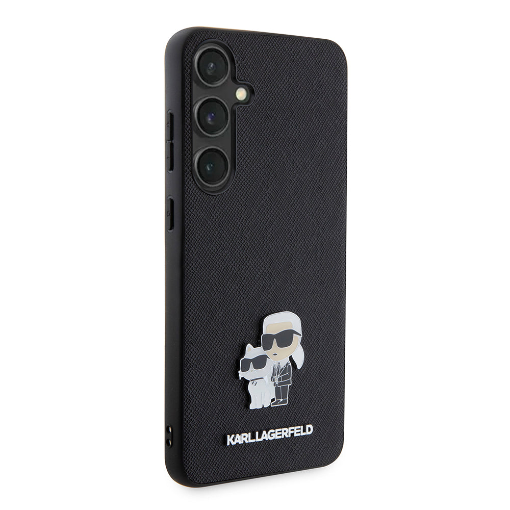 Hülle für Samsung Galaxy S24+ S926, Karl Lagerfeld, Saffiano Karl & Choupette Metal, Schwarz