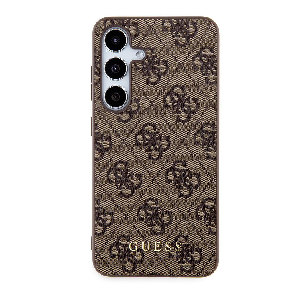 Hülle für Samsung Galaxy S24 S921, Guess, 4G Metal Gold Logo, Braun