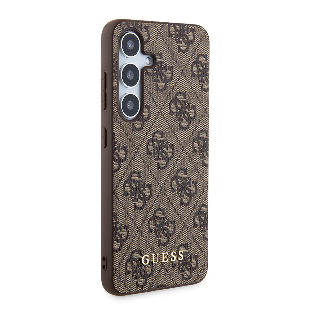 Hülle für Samsung Galaxy S24 S921, Guess, 4G Metal Gold Logo, Braun