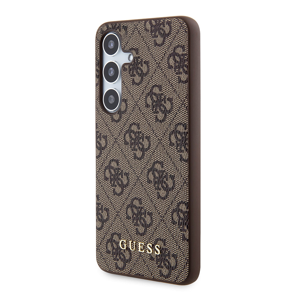 Hülle für Samsung Galaxy S24 S921, Guess, 4G Metal Gold Logo, Braun