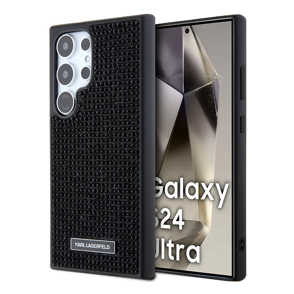 Case for Samsung Galaxy S24 Ultra S928, Karl Lagerfeld, Rhinestone Metal Plate, Black