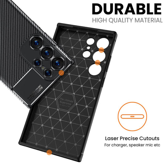 Hülle für Samsung Galaxy S24 Ultra S928, Techsuit, CarbonFiber, Schwarz