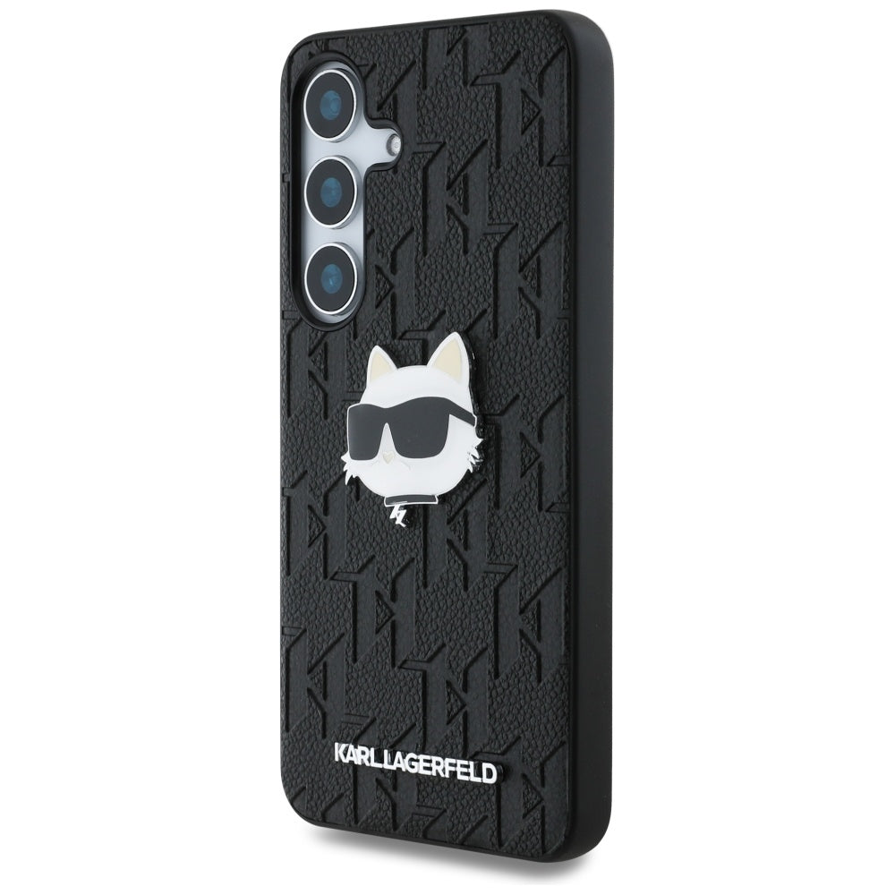 Hülle für Samsung Galaxy S25+ S936, Karl Lagerfeld, Monogram Choupette's Head, Schwarz