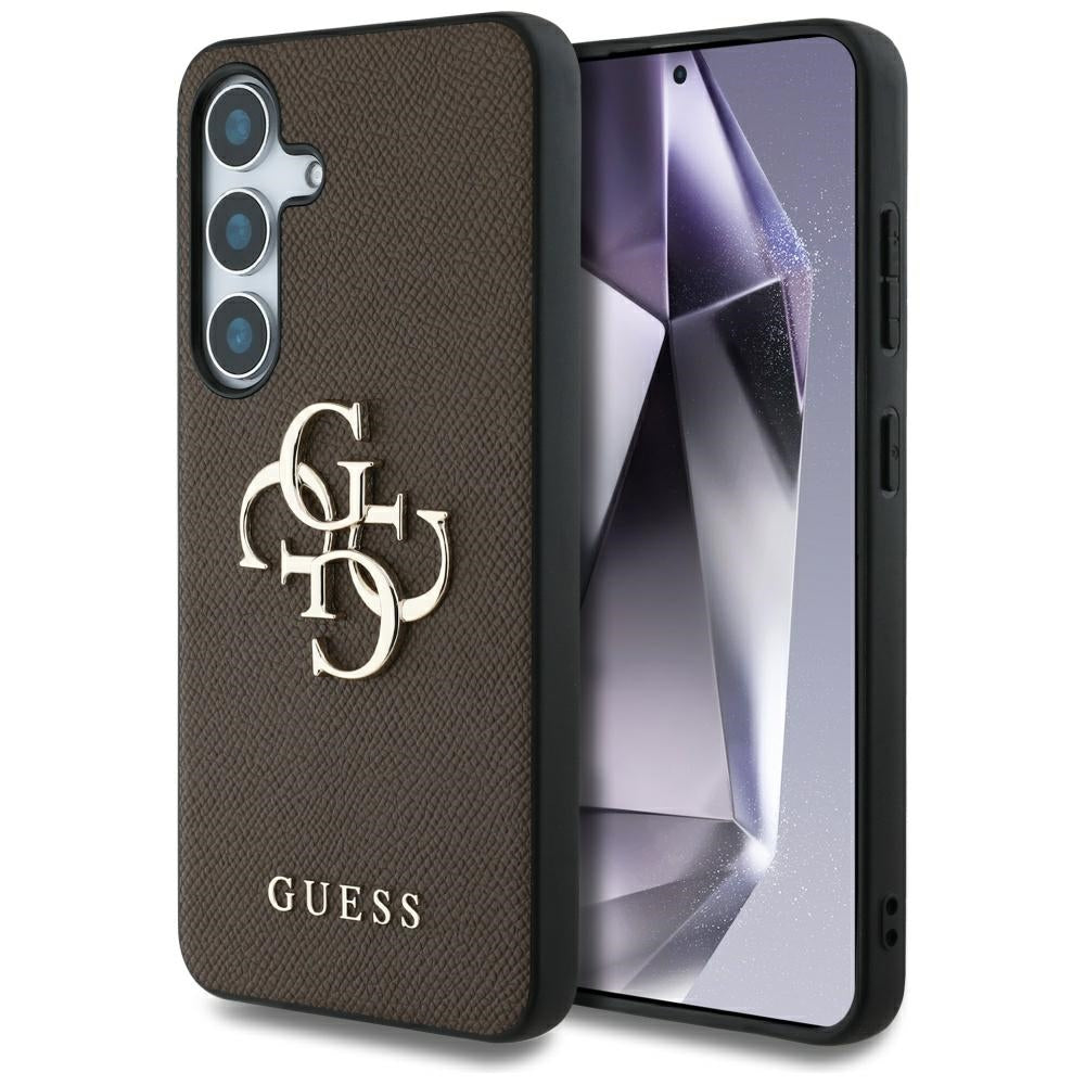 Case for Samsung Galaxy S25 S931, Guess, 4G Grained Big and Classic Logo, Brown