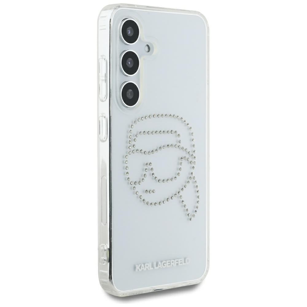 Case for Samsung Galaxy S25 S931, Karl Lagerfeld, IML Rhinestones Karl's Head, Transparent