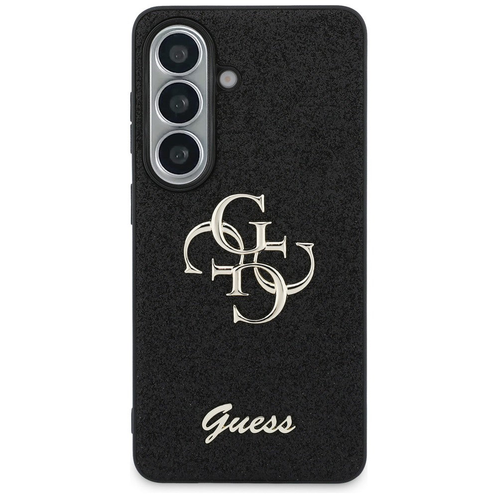 Hülle für Samsung Galaxy S26 S942, Guess, Fixed Glitter Big 4G Metal Frame, Schwarz