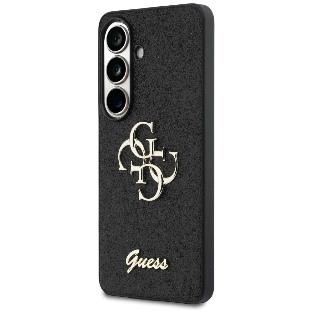 Hülle für Samsung Galaxy S26 S942, Guess, Fixed Glitter Big 4G Metal Frame, Schwarz