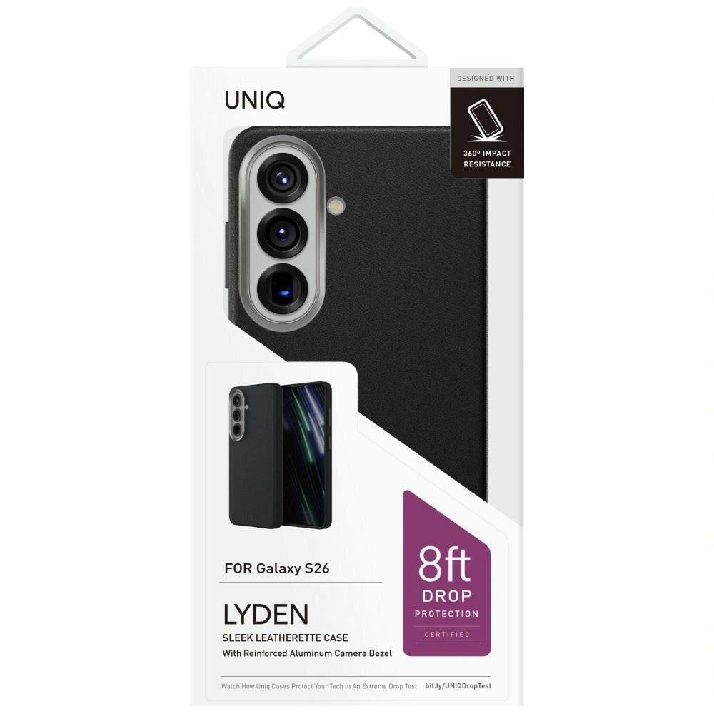 Hülle für Samsung Galaxy S26 S942, UNIQ, Lyden Leatherette, Schwarz