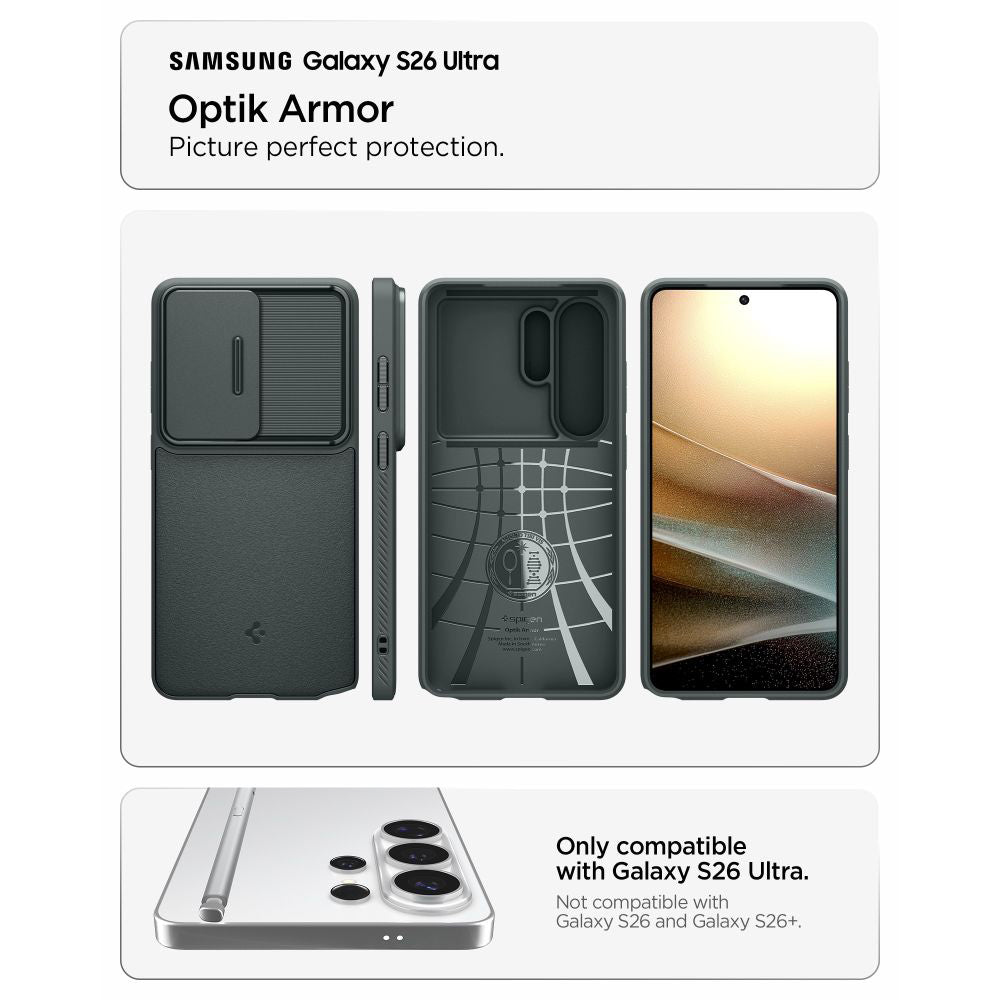Hülle für Samsung Galaxy S26 Ultra S948, Spigen, Optik Armor, Grün ACS10688