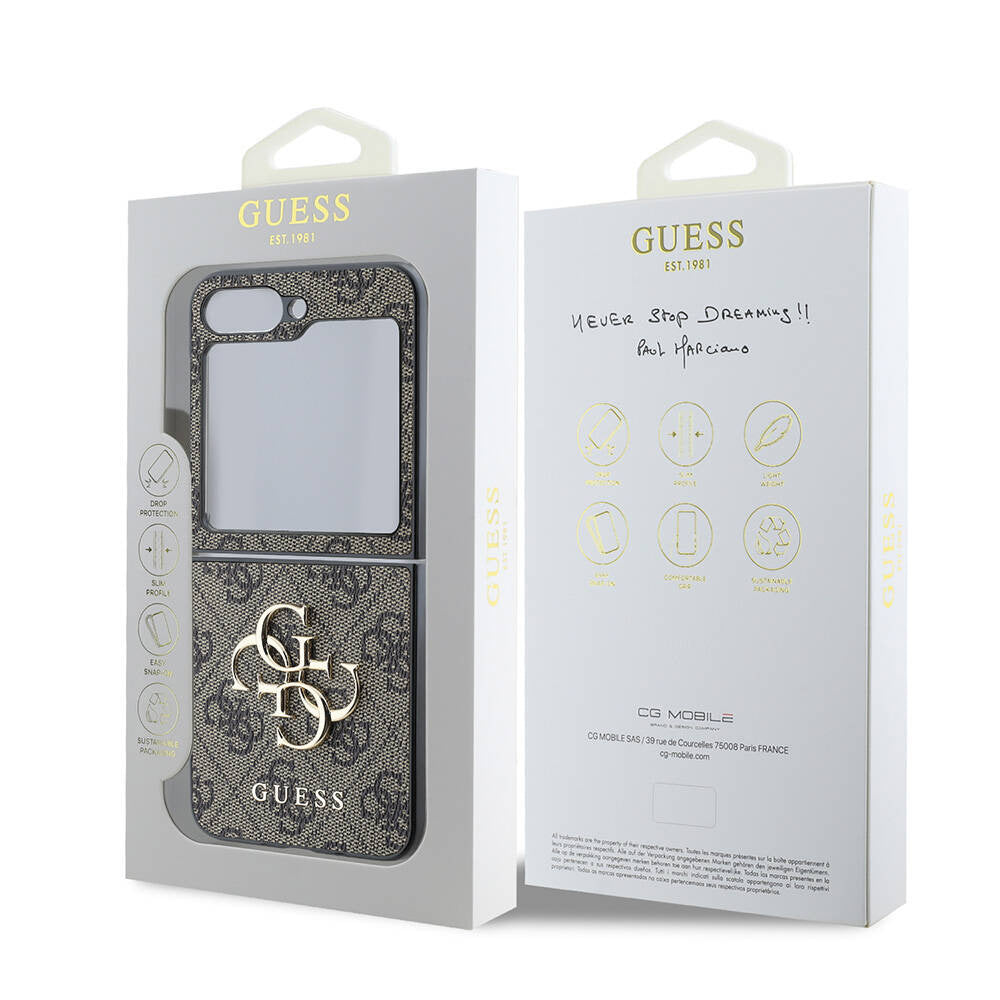 Case for Samsung Galaxy Z Flip7 F766, Guess, 4G Metal Logo, Black
