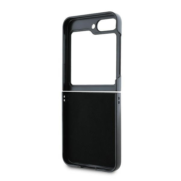 Case for Samsung Galaxy Z Flip7 FE F761 / Z Flip6 F741, Karl Lagerfeld, Saffiano Karl & Choupette Metal, Black
