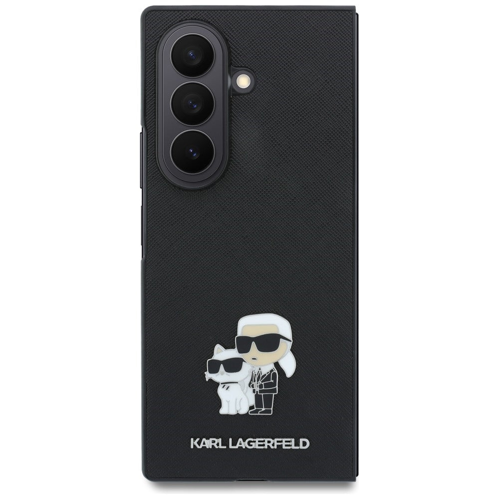 Case for Samsung Galaxy Z Fold8 Ultra F976, Karl Lagerfeld, Saffiano Karl & Choupette Metal Pin, Black