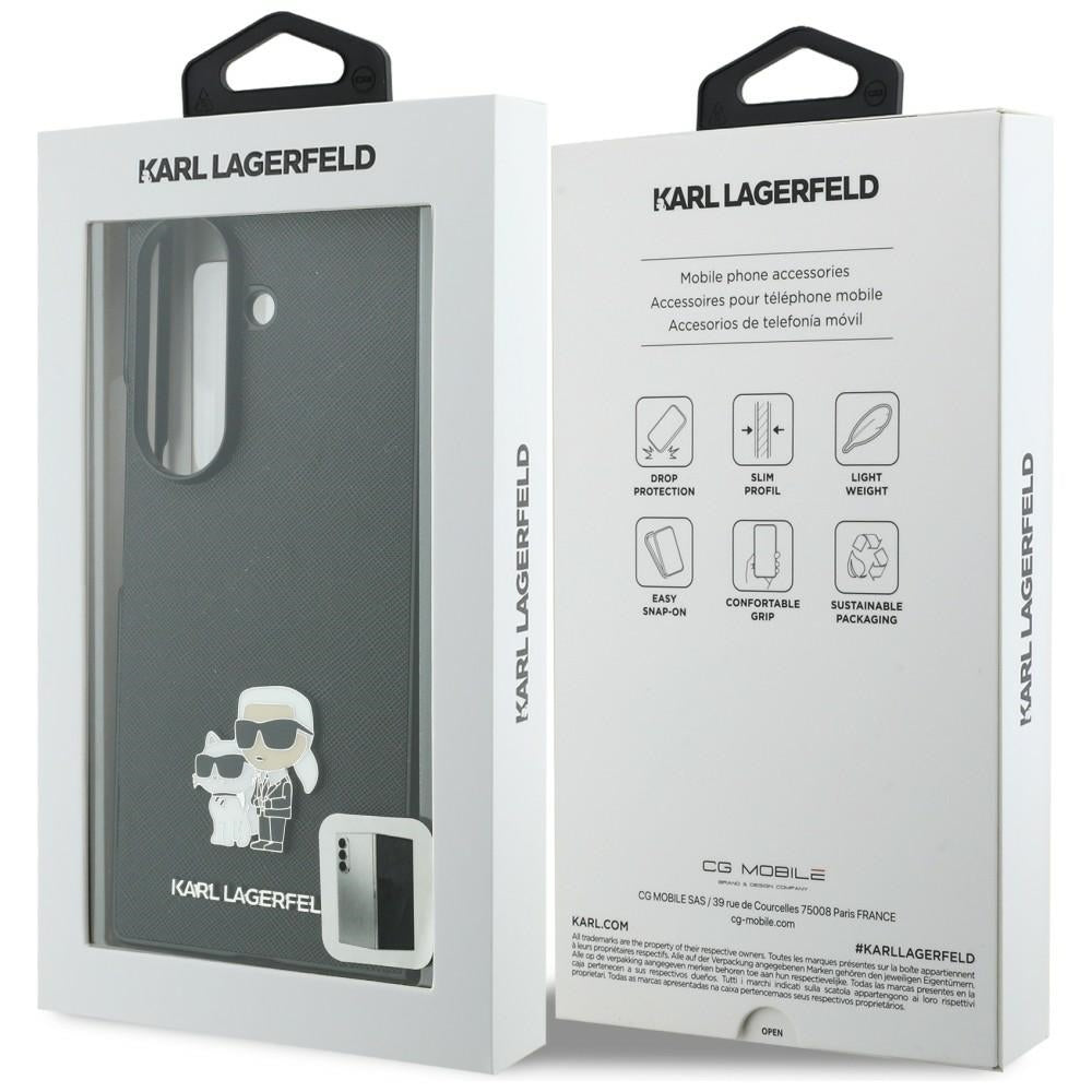 Case for Samsung Galaxy Z Fold8 Ultra F976, Karl Lagerfeld, Saffiano Karl & Choupette Metal Pin, Black