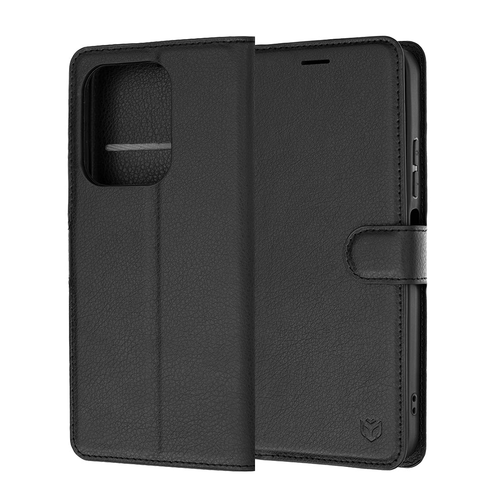 Hülle für Xiaomi Redmi 17C 5G, Techsuit, Leder-Folio, Schwarz