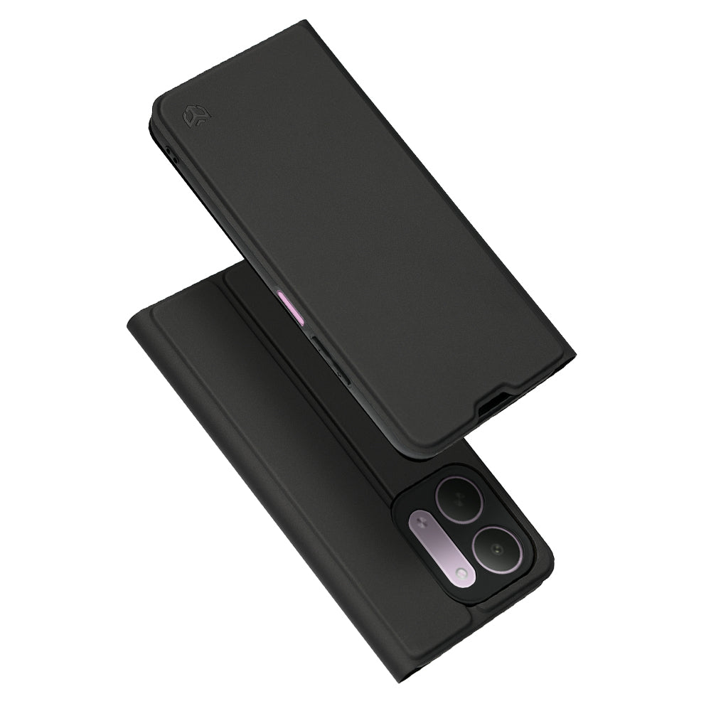 Hülle für Xiaomi Redmi 17C 5G, Techsuit, Magskin Book, Schwarz