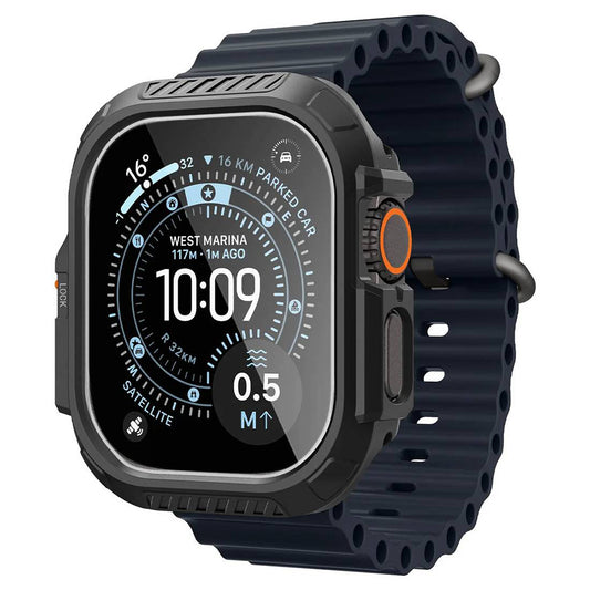 Spigen Lock Fit Hülle mit Displayschutz für Apple Watch Ultra Series, Schwarz ACS12054