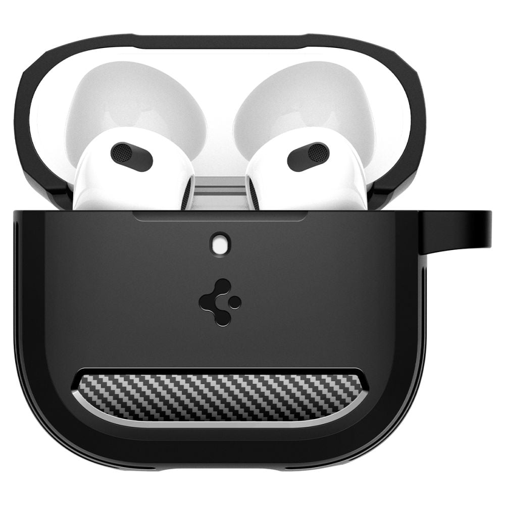Spigen Rugged Armor Hülle für Apple AirPods 4, Mattschwarz