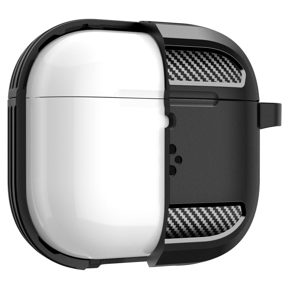 Spigen Rugged Armor Hülle für Apple AirPods 4, Mattschwarz