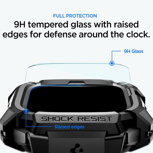 Spigen Rugged Armor Pro Hülle mit Displayschutz für Apple Watch Ultra Series, Schwarz ACS12053