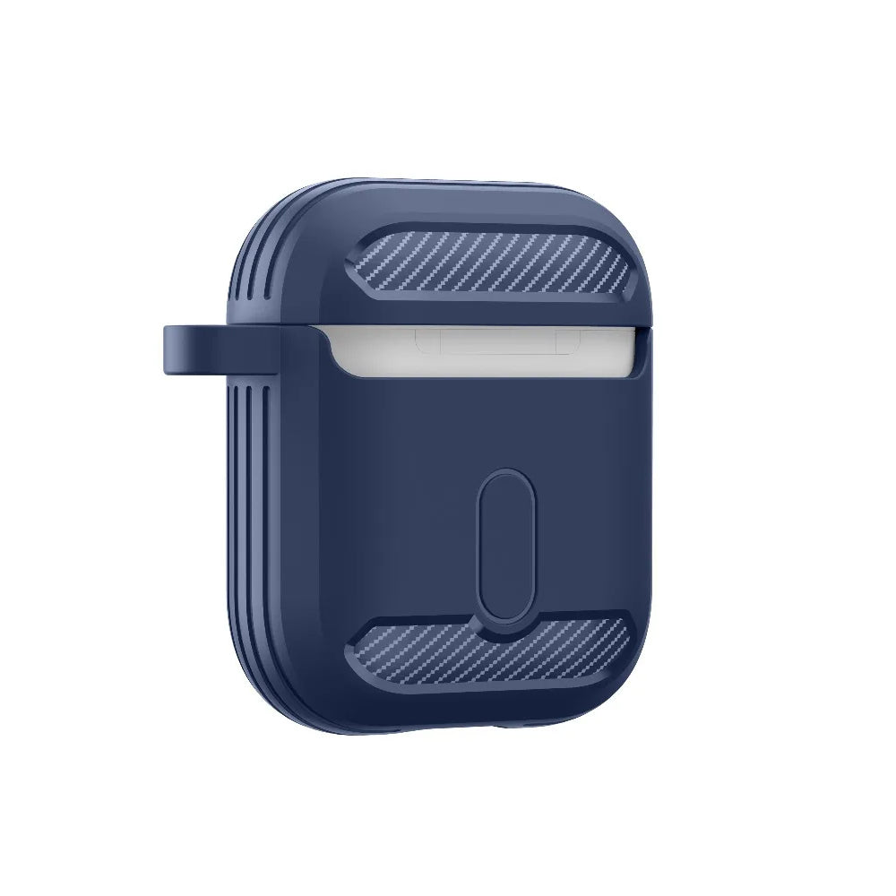 Techsuit Carbon Hülle für Apple AirPods Gen 2 / Gen 1, Marineblau