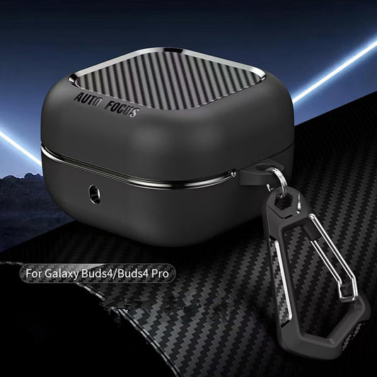 Techsuit CarbonFiber Hülle für Samsung Galaxy Buds4 / Buds4 Pro, Schwarz
