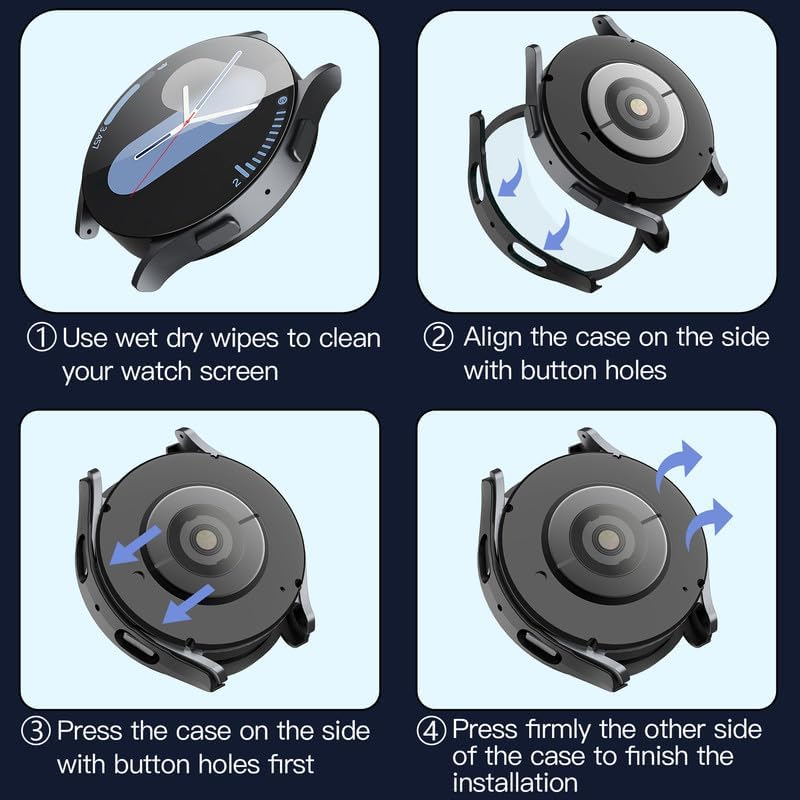 Techsuit Defense360 Pro Hülle für Samsung Galaxy Watch7 40mm, Schwarz