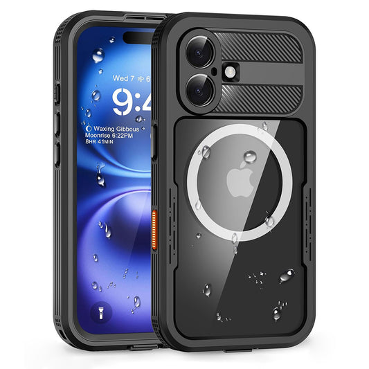 Wasserdichte Hülle für Apple iPhone 16, ShellBox, Carbon, Schwarz