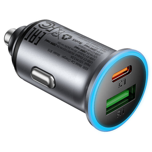 Auto-Ladegerät Acefast B15, 65W, 3.25A, 1 X USB-A - 1 x USB-C, Grau