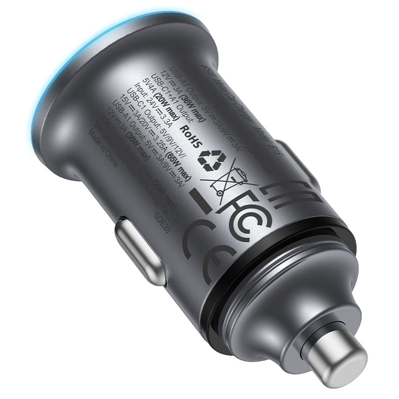 Auto-Ladegerät Acefast B15, 65W, 3.25A, 1 X USB-A - 1 x USB-C, Grau