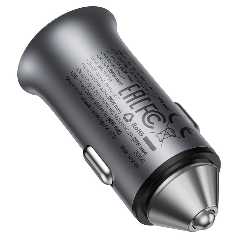 Auto-Ladegerät Acefast B16, 95W, 3.25A, 1 x USB-A - 1 x USB-C, Grau