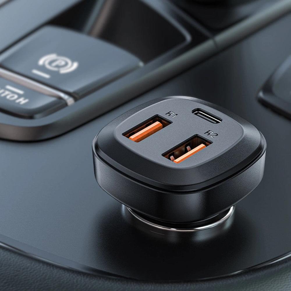 Acefast B9 Car Charger, 66W, 5A, 2 x USB-A - 1 x USB-C, Black
