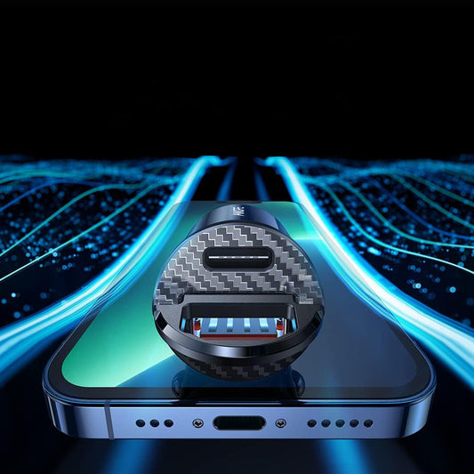 Auto-Ladegerät Ainope, 30W, 5A, 1 x USB-A - 1 x USB-C, Schwarz