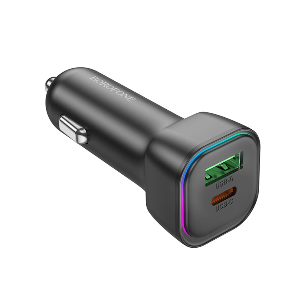 Auto-Ladegerät Borofone BZ28A Trophie, 30W, 3A, 1 x USB-A - 1 x USB-C, Schwarz