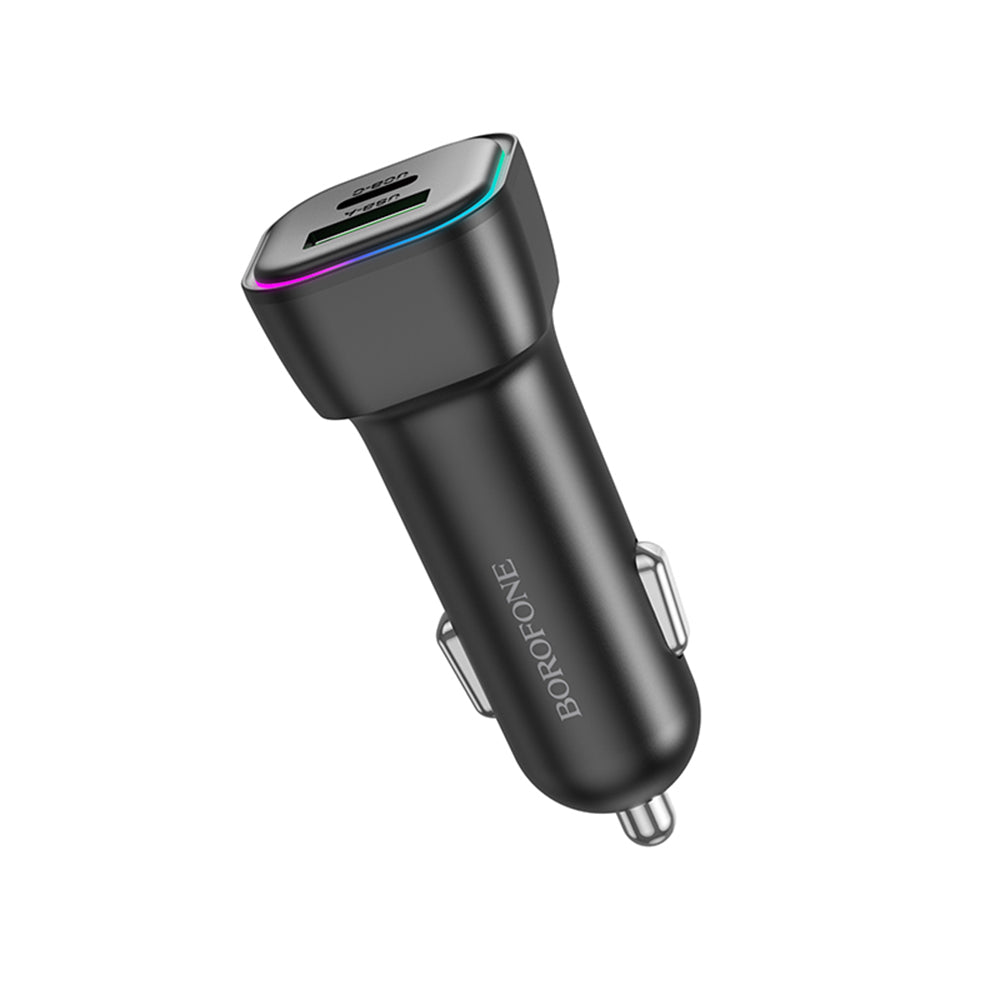 Auto-Ladegerät Borofone BZ28A Trophie, 30W, 3A, 1 x USB-A - 1 x USB-C, Schwarz