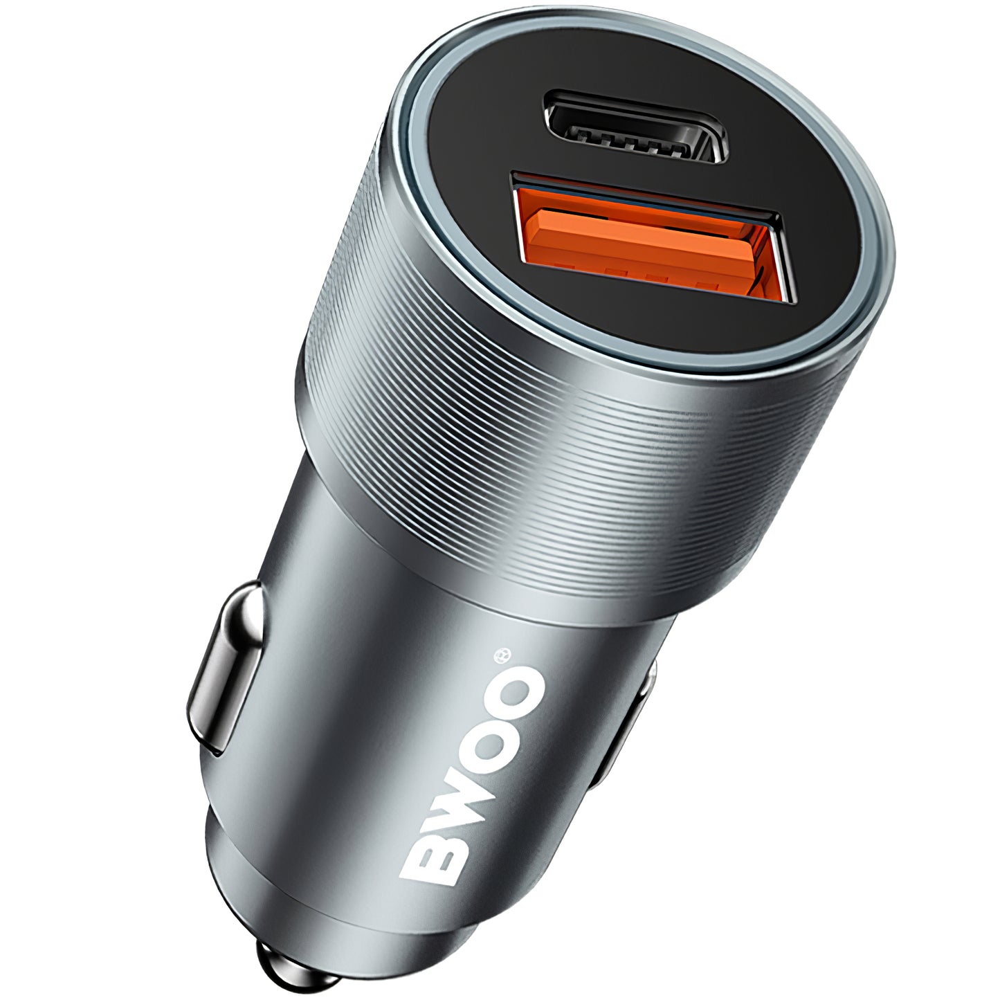 Autoladegerät BWOO BO-CC73, 38W, 3A, 1 x USB-A - 1 x USB-C, Silber