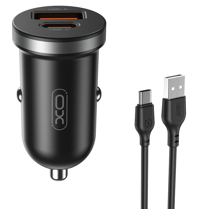Auto-Ladegerät mit USB-C Kabel XO Design CC56, 30W, 3A, 1 x USB-A - 1 x USB-C, Schwarz